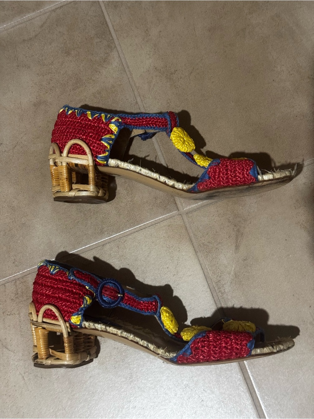 Dolce & Gabbana Vintage Multicolor Raffia Sandal - Picture 3 of 5
